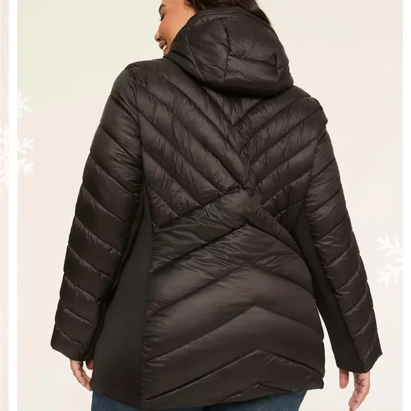 Lane Bryant Black Puffer Coat with Hood and pair of Spyder Gloves - Picture 3 of 15